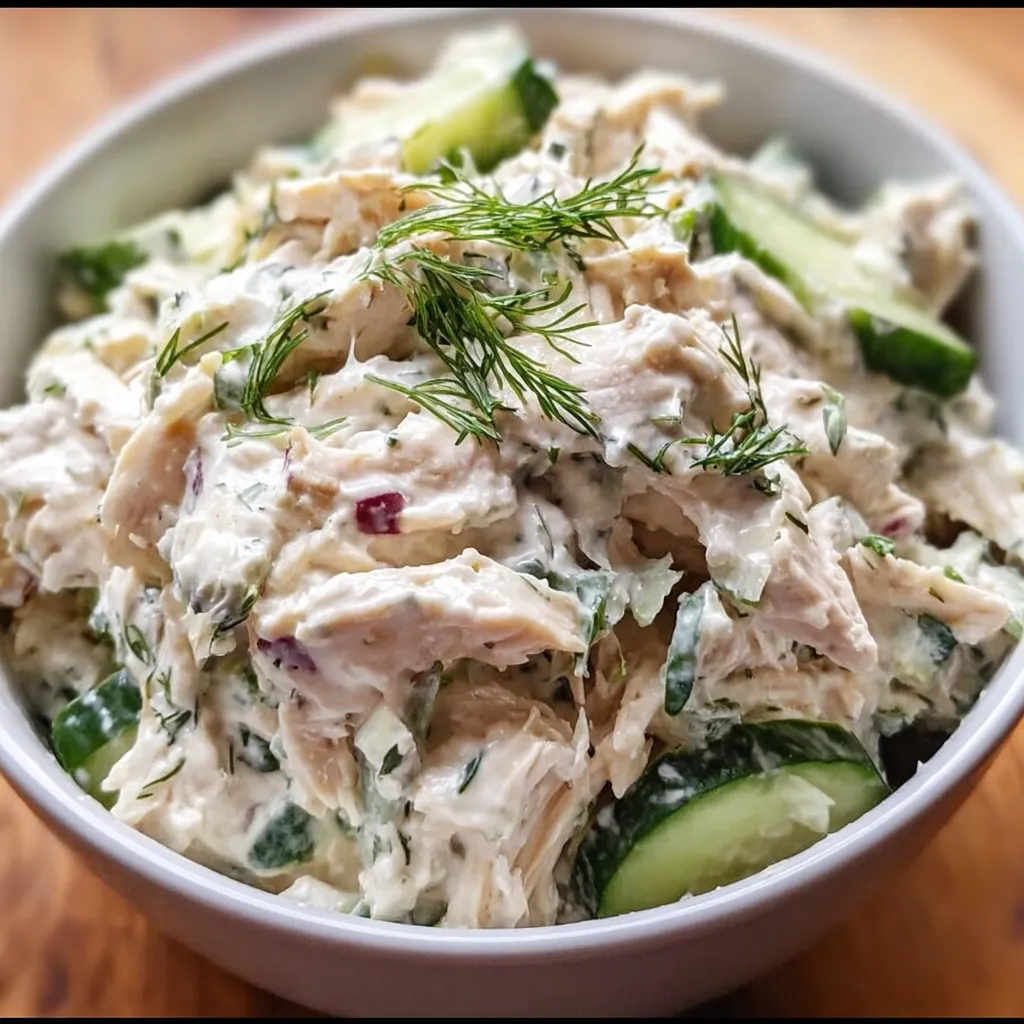 Mediterranean Tzatziki Chicken Salad with Fresh Herbs and Crisp Vegetables - secondary view